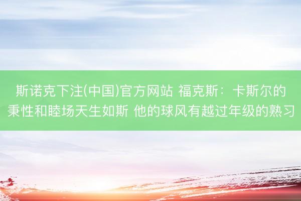 斯诺克下注(中国)官方网站 福克斯:卡斯尔的秉性和睦场天生如斯 他的球风有越过年级的熟习
