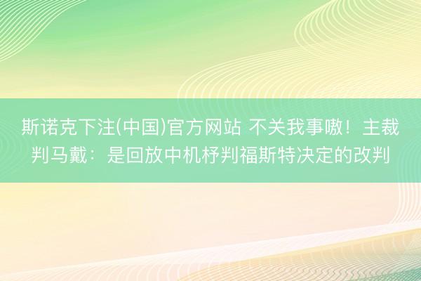 斯诺克下注(中国)官方网站 不关我事嗷!主裁判马戴:是回放中机杼判福斯特决定的改判