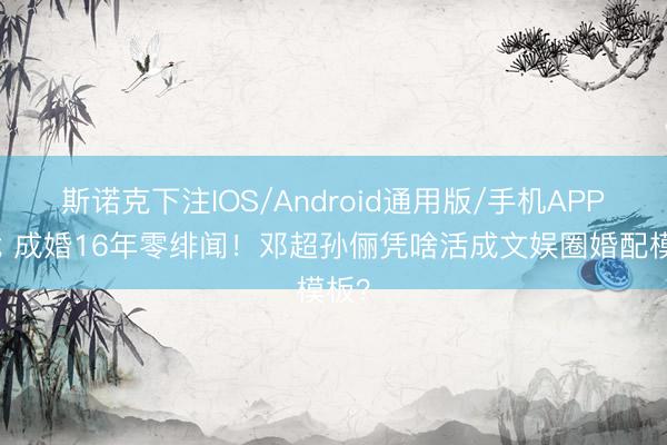 斯诺克下注IOS/Android通用版/手机APP下载 成婚16年零绯闻！邓超孙俪凭啥活成文娱圈婚配模板？
