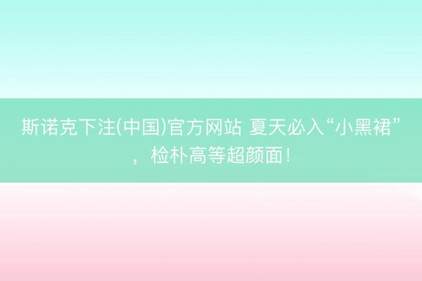 斯诺克下注(中国)官方网站 夏天必入“小黑裙”,检朴高等超颜面!
