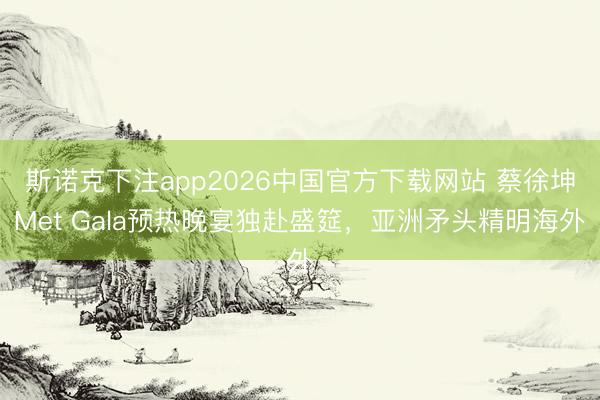 斯诺克下注app2026中国官方下载网站 蔡徐坤Met Gala预热晚宴独赴盛筵，亚洲矛头精明海外