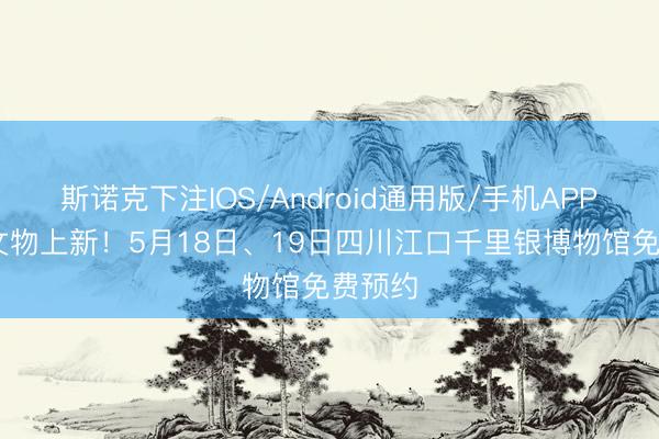 斯诺克下注IOS/Android通用版/手机APP下载 文物上新!5月18日、19日四川江口千里银博物馆免费预约